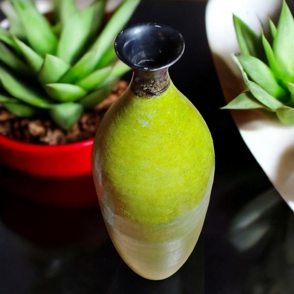 Large Lightweight Green Vase with Distressed Finish - 2' Tall - Picture 3 of 13